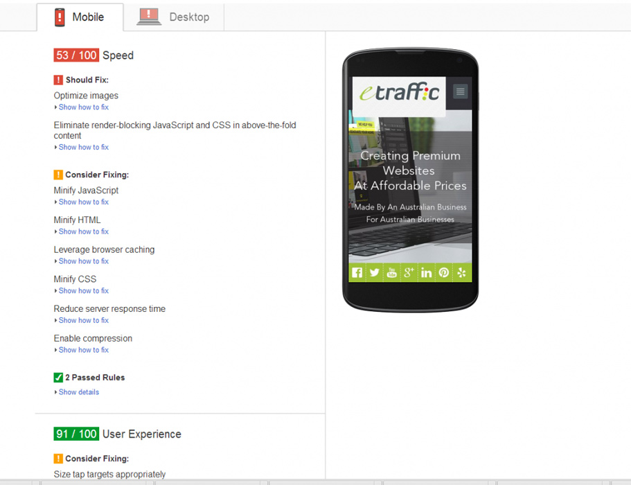 Mobile PageSpeed Insights